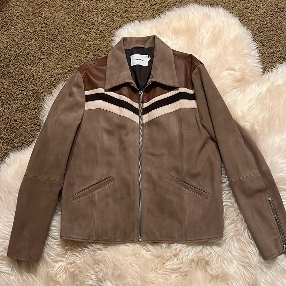 Deadwood Donny Suede Jacket Multi Colored Leather Brown Men’s Size Medium